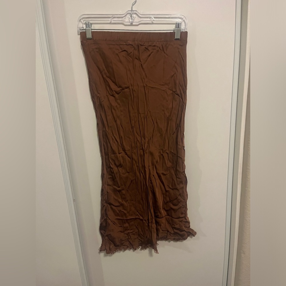Nation LTD Womens Skirt SMALL GOLD Satin Viscose Elastic‎ Waist Normalcore